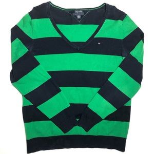 Tommy Hilfiger Stripped Green and Blue Sweater XL